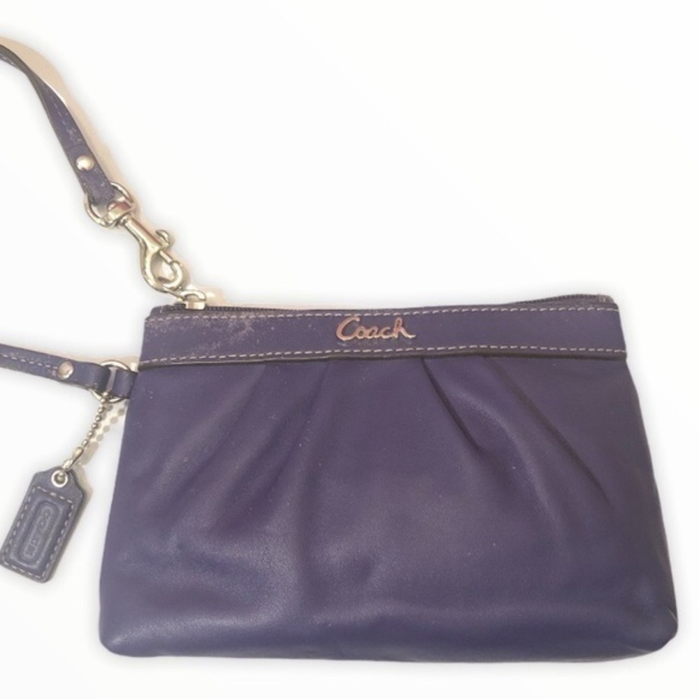 Coach Ashley purple leather wristlet mini bag